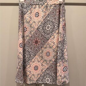 Melissa Paige A-Line Skirt with Pink and Blue Pattern